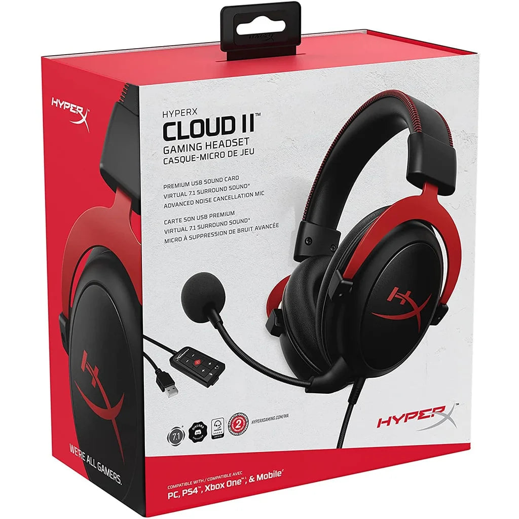 سماعة الألعاب HyperX Cloud II - صوت محيطي 7.1 (أحمر)