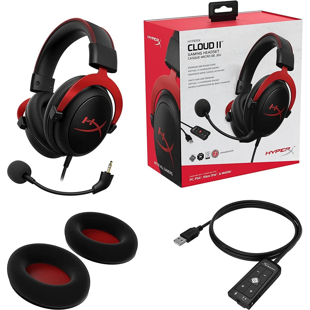 سماعة الألعاب HyperX Cloud II - صوت محيطي 7.1 (أحمر)