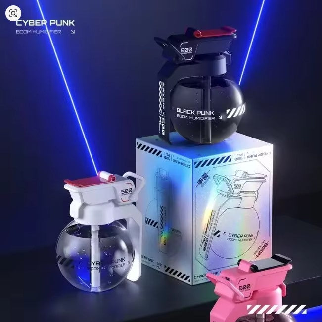 مرطب الرمان، موزع زيوت عطرية محمول 500 مل من Cyberpunk، موزع رذاذ قابل لإعادة الشحن عبر USB مع خاصية الإغلاق التلقائي، مرطب محمول للسفر لغرفة النوم.