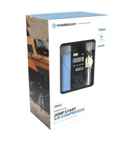 ضاغط هواء Powerology 8800mAh Jump Start - شفاف