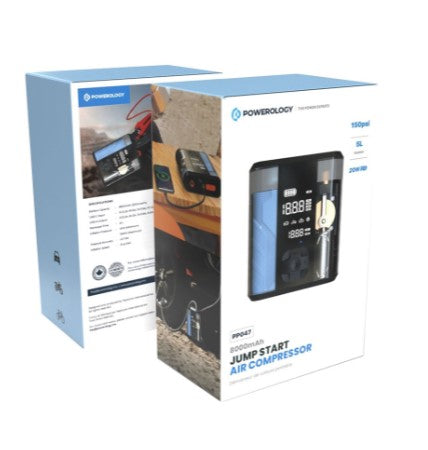 ضاغط هواء Powerology 8800mAh Jump Start - شفاف