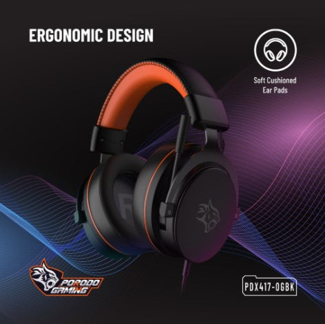 سماعات رأس ألعاب Porodo Gaming PC RGB ENC - أسود