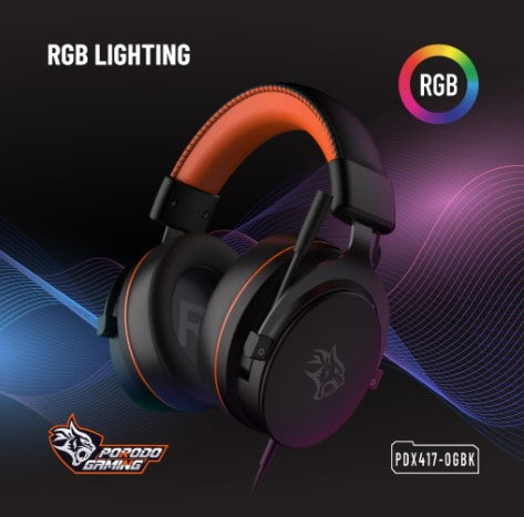 سماعات رأس ألعاب Porodo Gaming PC RGB ENC - أسود