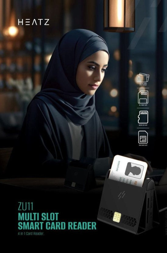 قارئ بطاقات ذكية Heatz ZU11 متعدد الفتحات 4 في 1